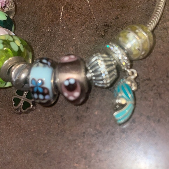 The longer 22 inch size Pandora silver snake style charm necklace with charms - Picture 4 of 4